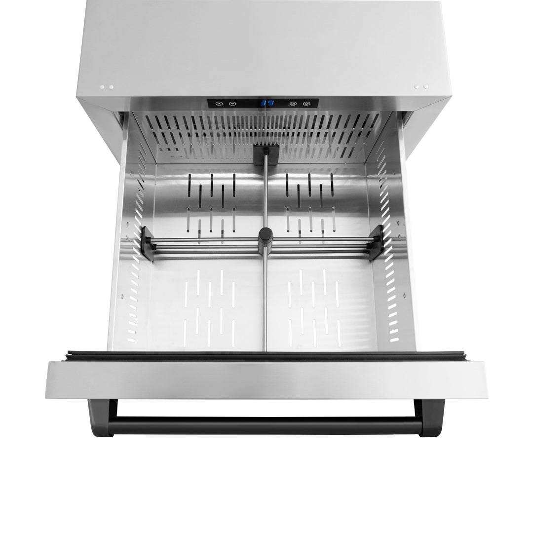 ZLINE Autograph 24" Touchstone 168 Can Outdoor-Rated Refrigerator Drawer with Stainless Steel Doors and Matte Black Handles, RDSOZ-ST-24-MB