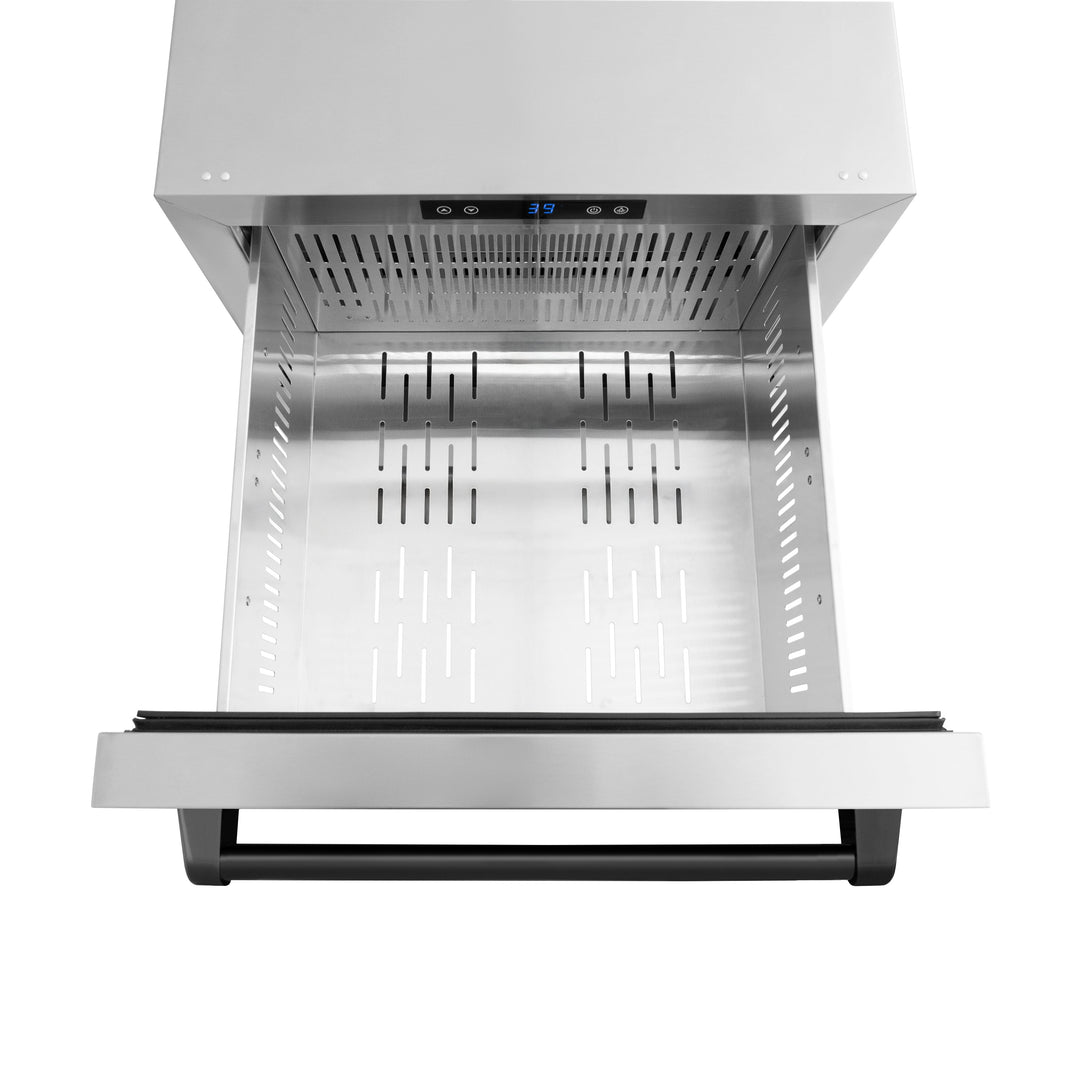 ZLINE Autograph 24" Touchstone 168 Can Outdoor-Rated Refrigerator Drawer with Stainless Steel Doors and Matte Black Handles, RDSOZ-ST-24-MB