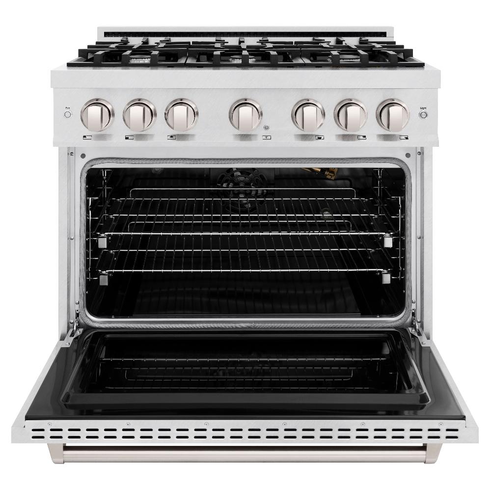 ZLINE 36" 5.2 cu. ft. Classic Gas Range with 6 Burners in DuraSnow® Stainless Steel, CGRS-36