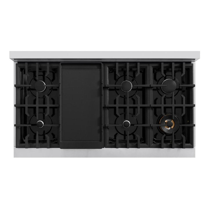 ZLINE 48" 6.7 cu. ft. Classic Double Oven Gas Range with 8 Burners in Stainless Steel with White Matte Doors, CGR-WM-48