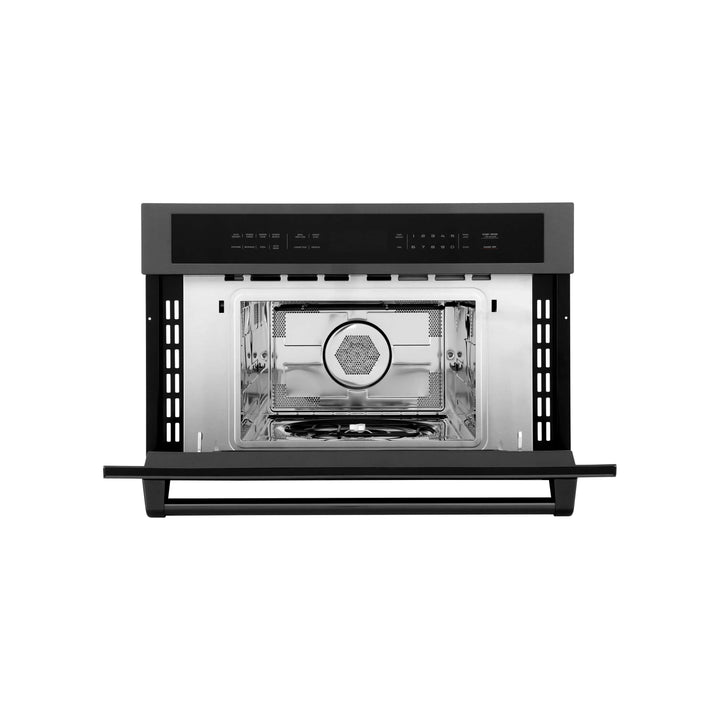 ZLINE 30 In. 1.55 cu ft. Built-in Convection Microwave Oven in Black Stainless Steel with Speed and Sensor Cooking, MWO-30-BS