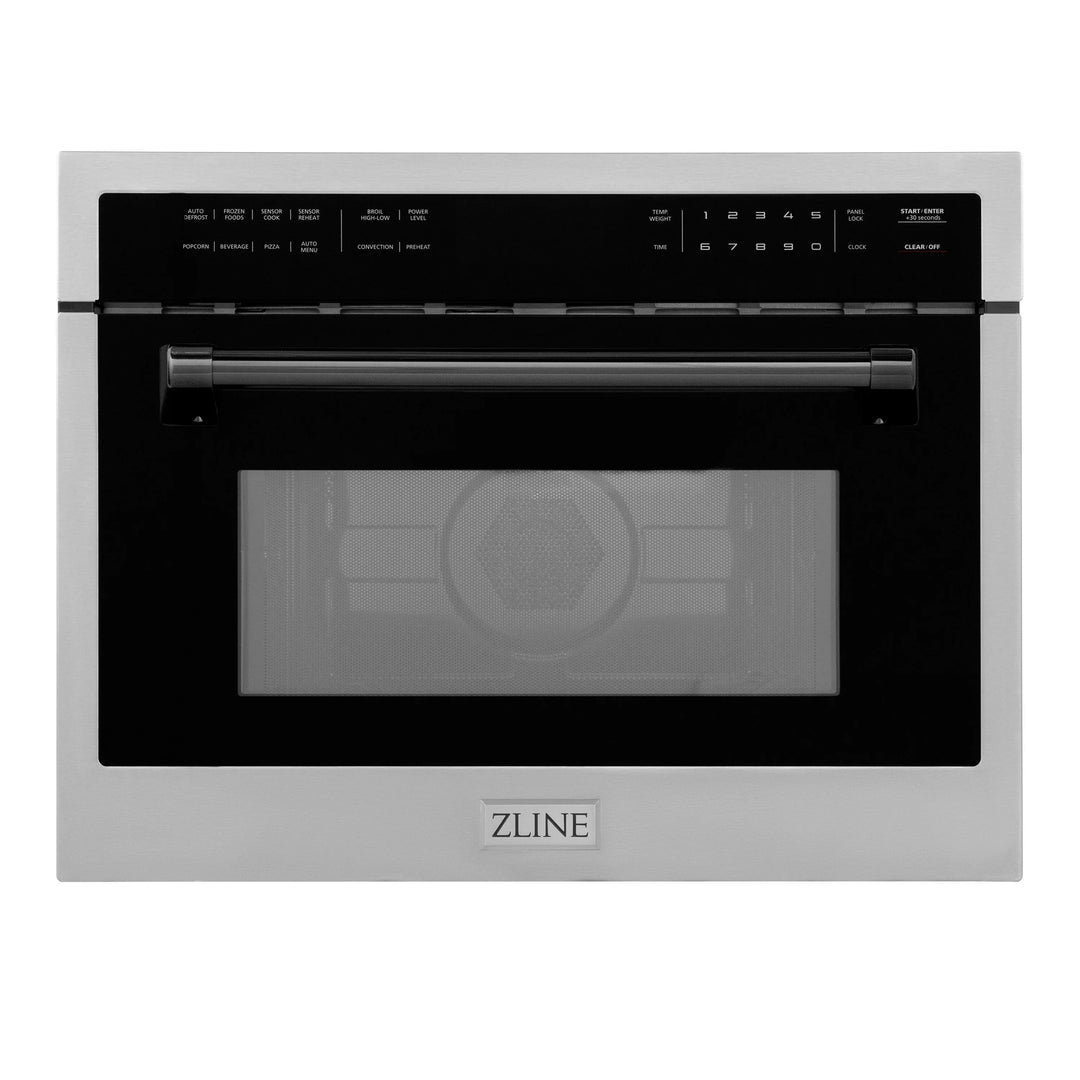 ZLINE Autograph 24" Built-in Convection Microwave Oven in Stainless Steel and Matte Black Accents, MWOZ-24-MB