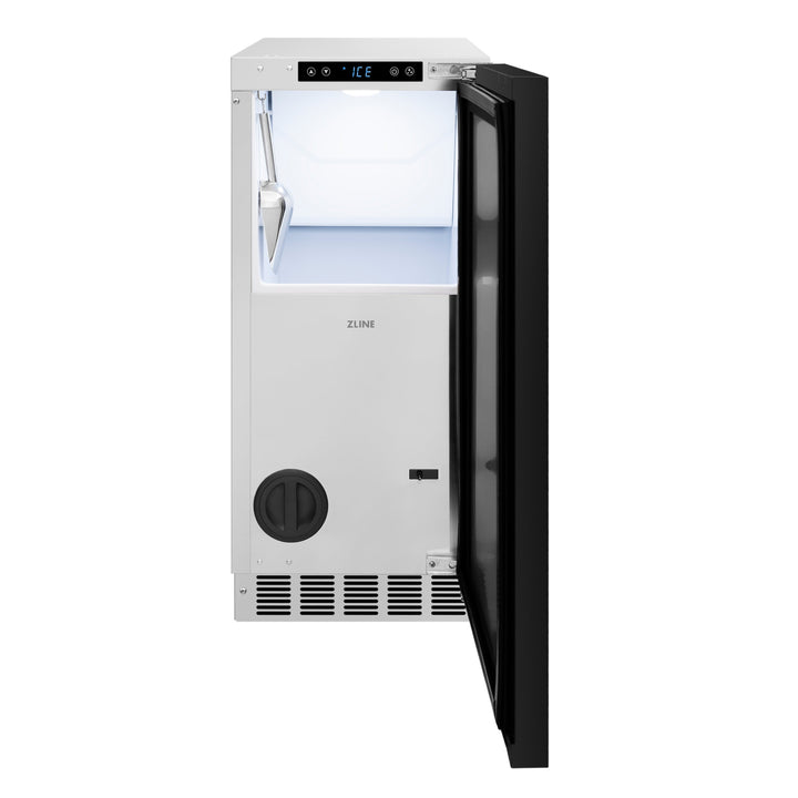 ZLINE Autograph 15" Touchstone Clear Cube Ice Maker with Drain Pump and Panel Ready Door with Champagne Bronze Handle, ICCDPZ-15-CB