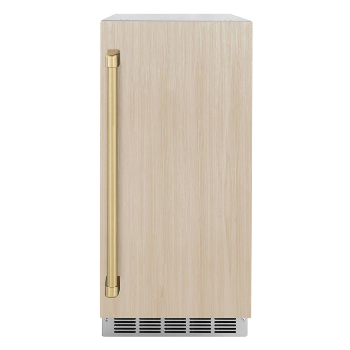 ZLINE Autograph 15" Touchstone Clear Cube Ice Maker with Drain Pump and Panel Ready Door with Champagne Bronze Handle, ICCDPZ-15-CB
