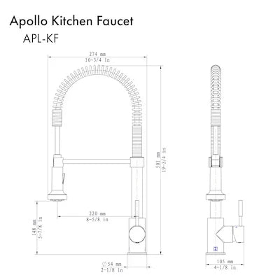 ZLINE Apollo Kitchen Faucet in Polished Gold, APL-KF-PG
