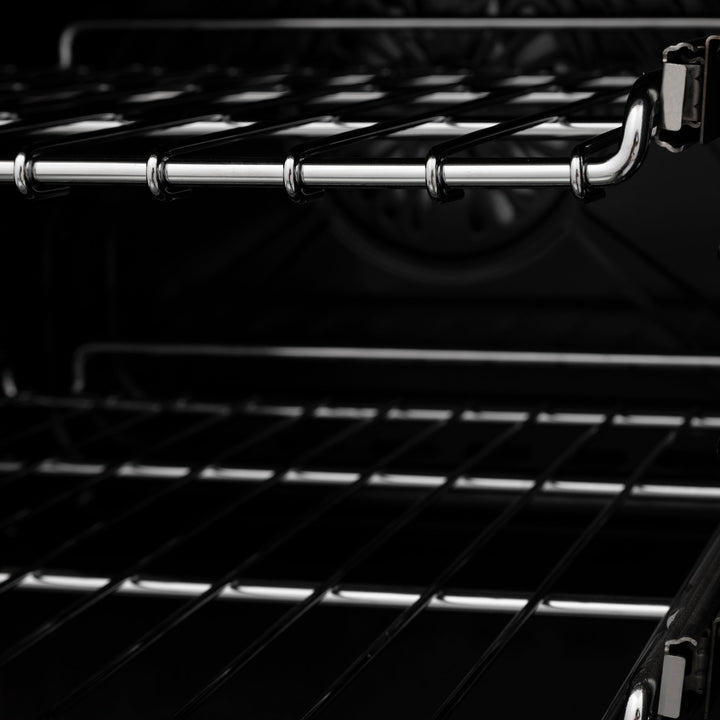 ZLINE 60" Autograph Edition Gas Burner, Electric Oven in DuraSnow® Stainless Steel with White Matte Door and Black Accents, RASZ-WM-60-MB