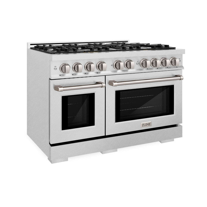 ZLINE 48" 6.7 cu. ft. Select Double Oven Gas Range with 8 Burners in DuraSnow® Stainless Steel, HGRS-48