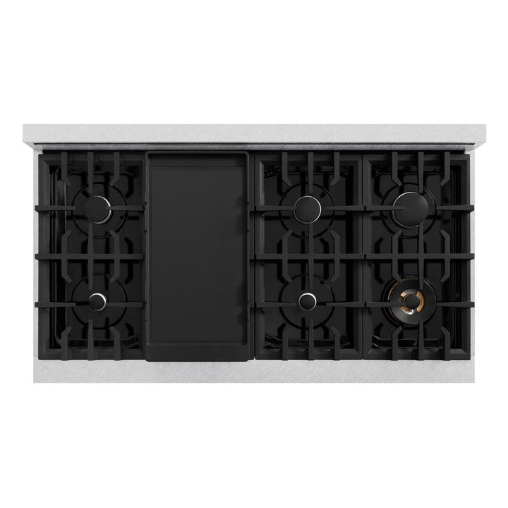 ZLINE 48" 6.7 cu. ft. Select Double Oven Gas Range with 8 Burners in DuraSnow® Stainless Steel, HGRS-48