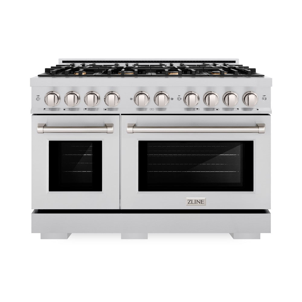 ZLINE 48" 6.7 cu. ft. Select Double Oven Gas Range in Stainless Steel with 8 Brass Burners, HGR-BR-48