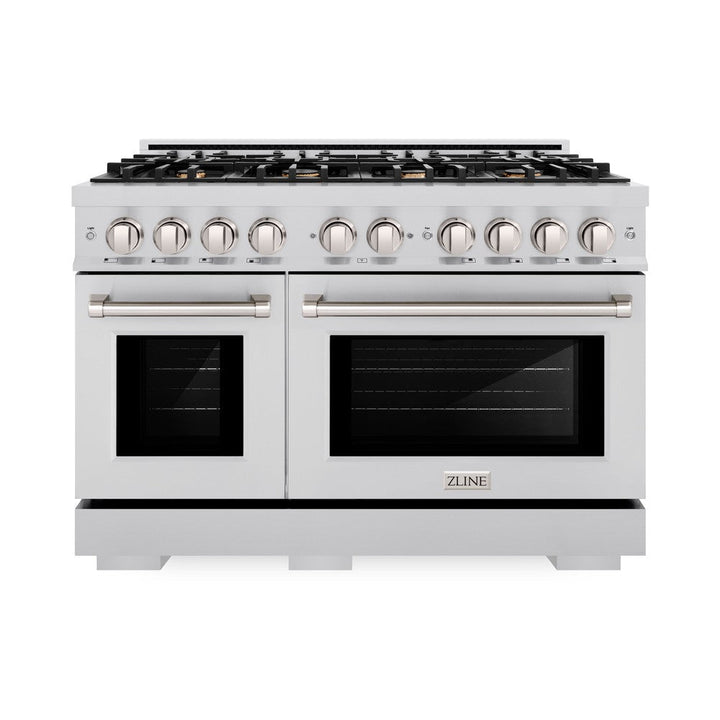 ZLINE 48" 6.7 cu. ft. Select Double Oven Gas Range in Stainless Steel with 8 Brass Burners, HGR-BR-48
