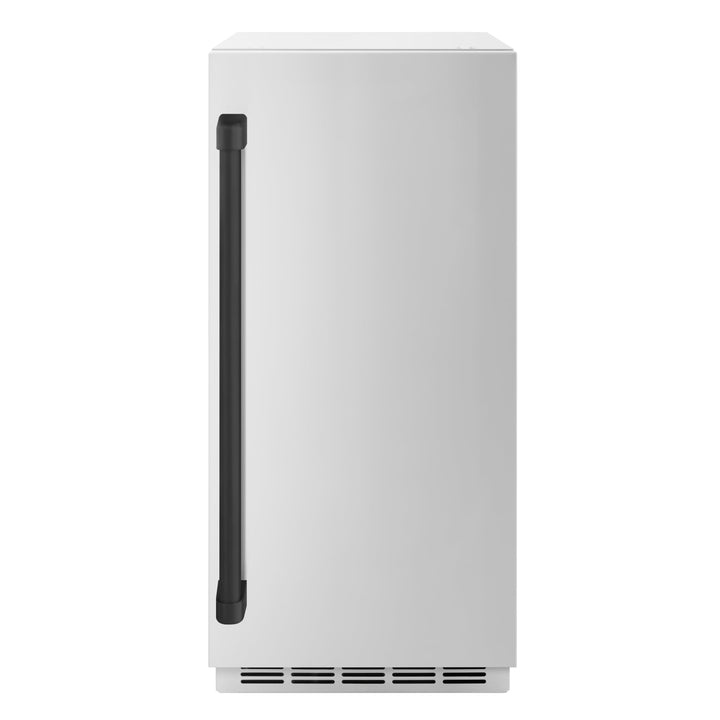 ZLINE Autograph 15" Touchstone Clear Cube Ice Maker with Drain Pump and Solid Stainless Steel Door with Matte Black Handle, ICCDZ-ST-15-MB