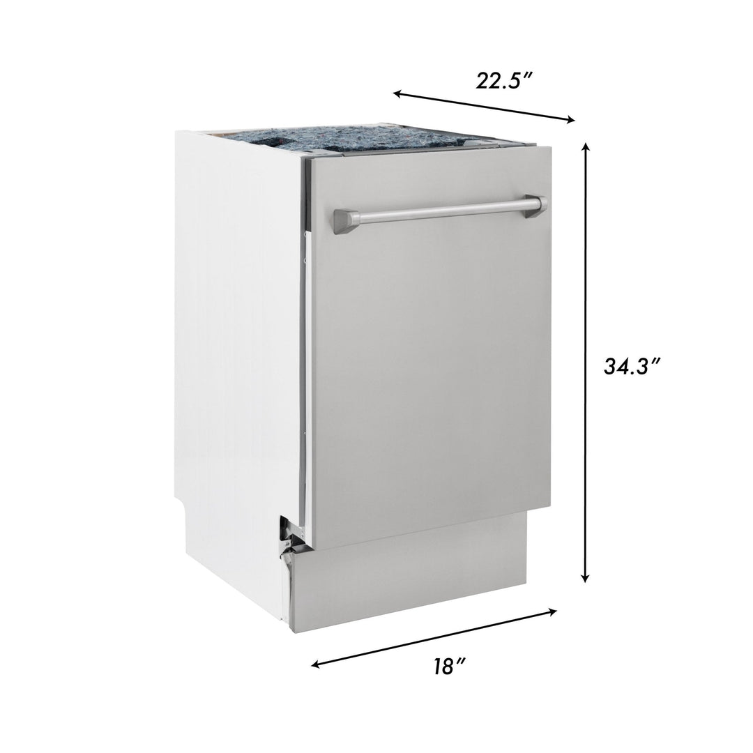 ZLINE 18 in. Tallac Series 3rd Rack Top Control Dishwasher in a Stainless Steel Tub with Color Options, 51dBa (DWV-18)