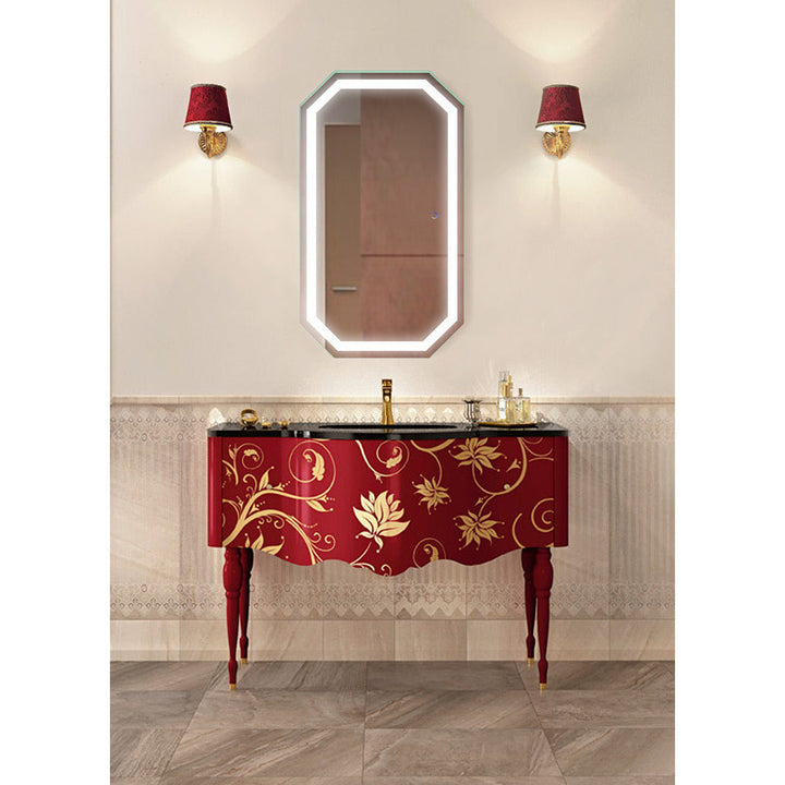 Krugg Tudor 24" x 42" LED Bathroom Mirror with Dimmer and Defogger Large Octagon Lighted Vanity Mirror TUDOR2442