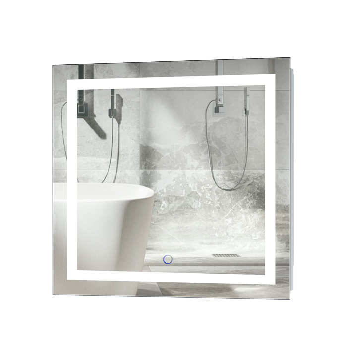 Krugg Icon 24" x 24" LED Bathroom Mirror w/ Dimmer & Defogger | Square Lighted Vanity Mirror ICON2424