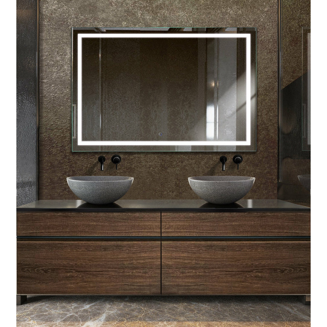 Krugg  Icon 60" X 30" LED Bathroom Mirror  with Dimmer & Defogger Large Lighted Vanity Mirror ICON6030