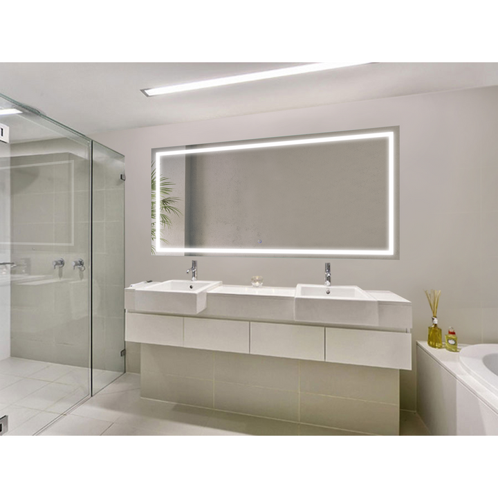 Krugg Icon 72" X 36" LED Bathroom Mirror with Dimmer & Defogger Large Lighted Vanity Mirror ICON7236