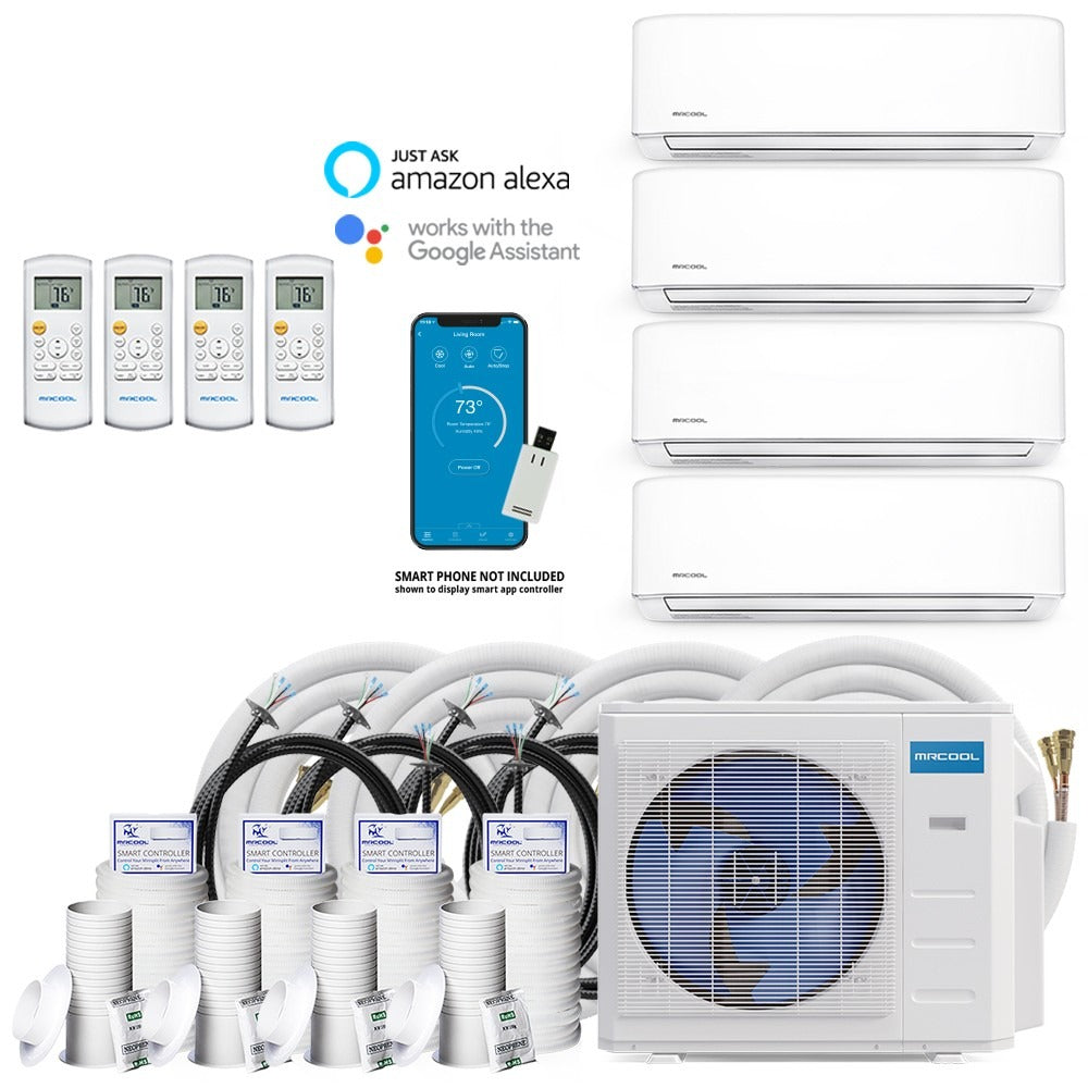 MRCOOL DIY Mini Split - 39,000 BTU 4 Zone Ductless Air Conditioner and Heat Pump with 25 ft. Install Kit, DIYM436HPW01C84