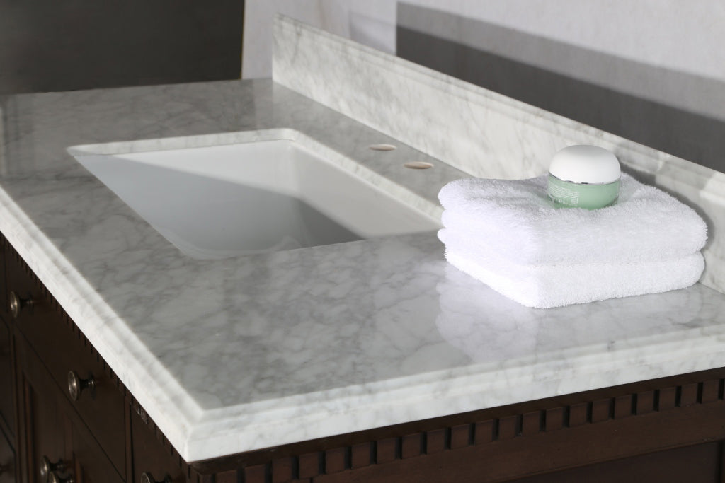 Legion Furniture WLF6036 Series 36” Single Sink Vanity in Antique Coffee with Carrara Marble White Top
