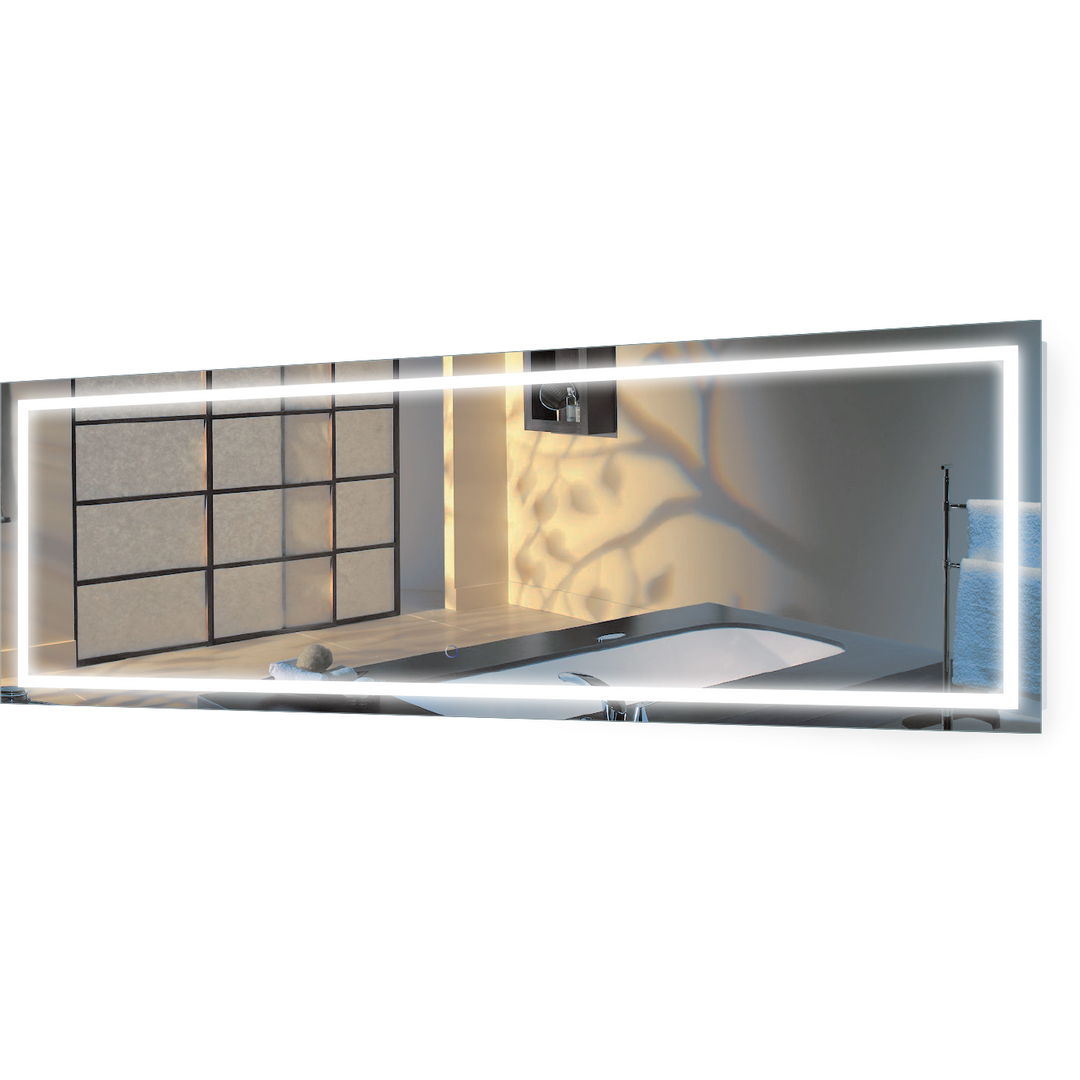 Krugg Icon 84" X 30" LED Bathroom Mirror with Dimmer & Defogger Large Lighted Vanity Mirror ICON8430