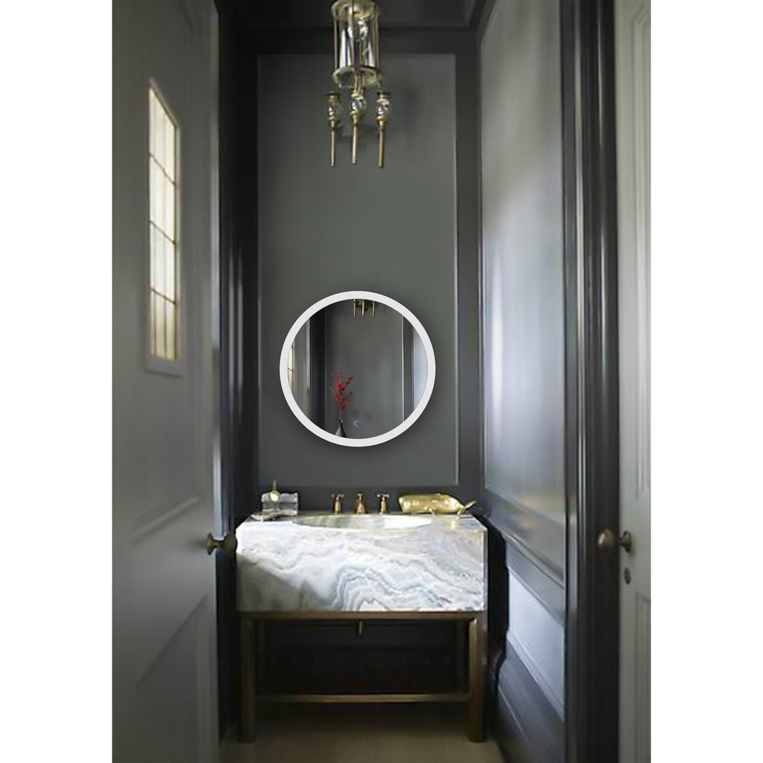 Krugg Icon Round 24" x 24" LED Bathroom Mirror with Dimmer & Defogger Round Lighted Vanity Mirror ICON2424R