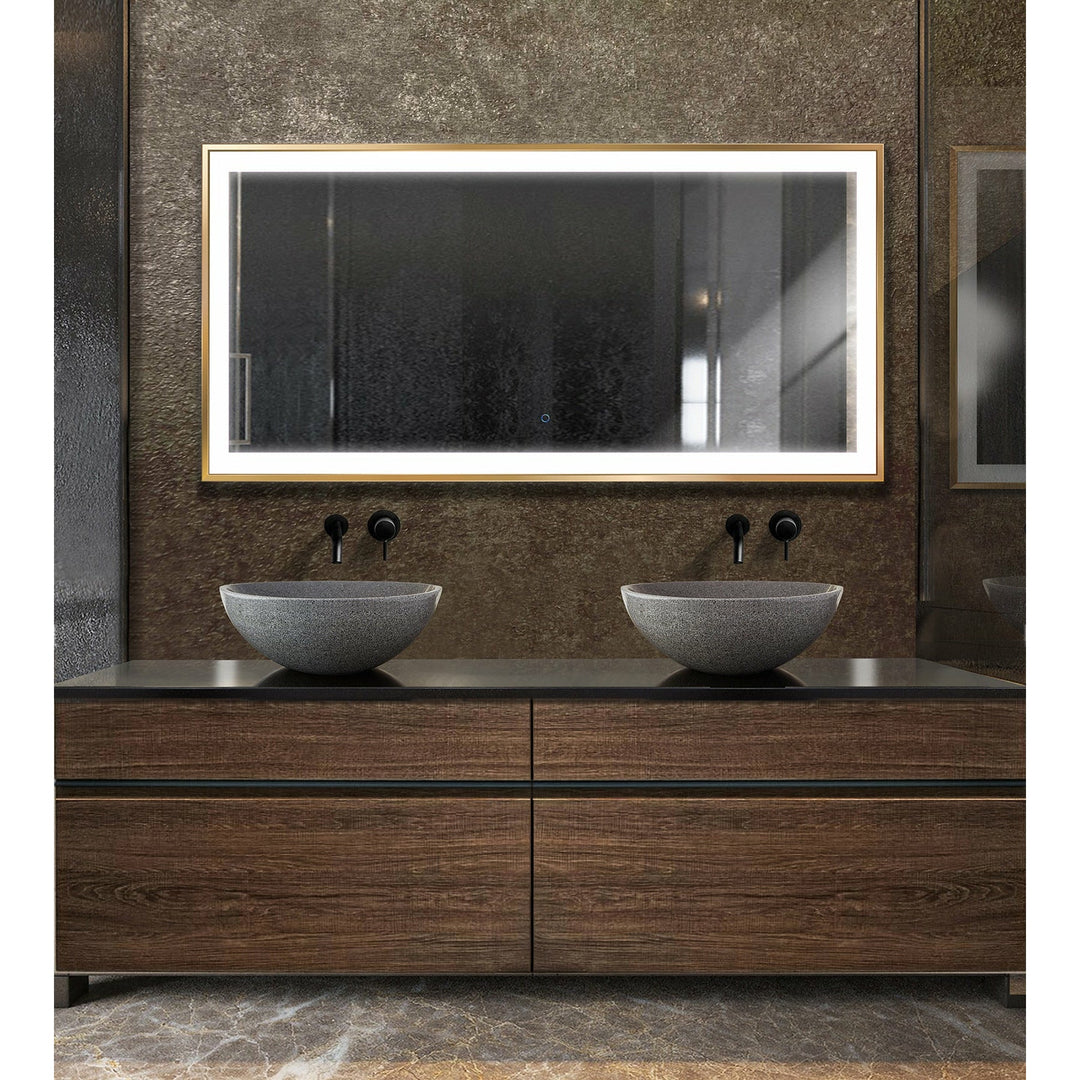 Krugg 60" X 30" Gold Soho LED Bathroom Mirror SOHO6030G