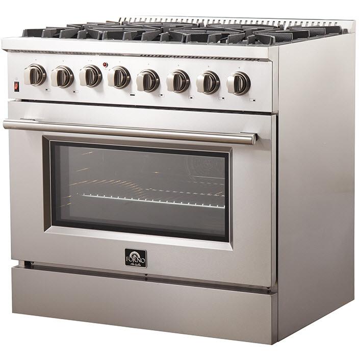 Forno Galiano Alta Qualita 36-inch Freestanding Dual Fuel Range with Convection Technology FFSGS6156-36