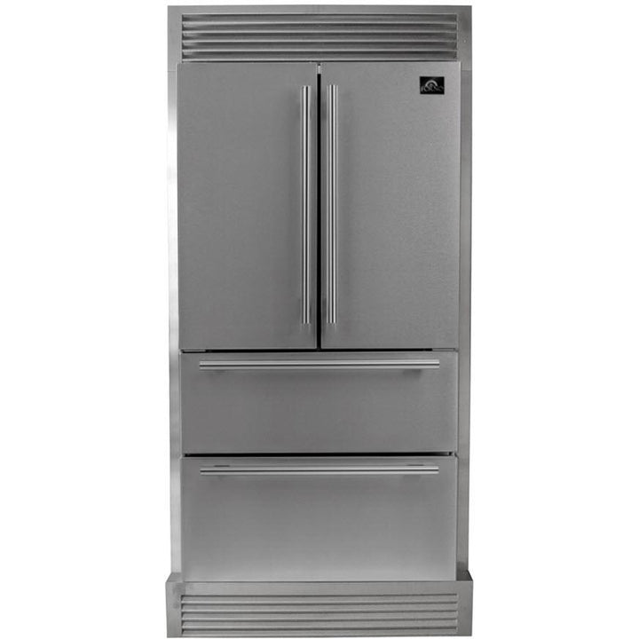 Forno 36-inch, 19.2 cu.ft. Freestanding French 4-Door Refrigerator with Interior Ice Maker FFRBI1820-40SG