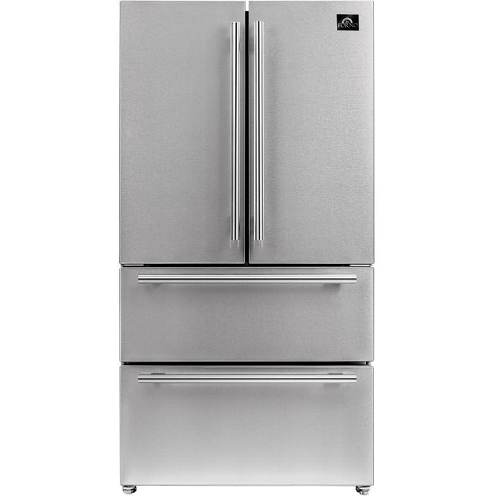 Forno 36-inch, 19.2 cu.ft. Freestanding French 4-Door Refrigerator with Interior Ice Maker FFRBI1820-40SG