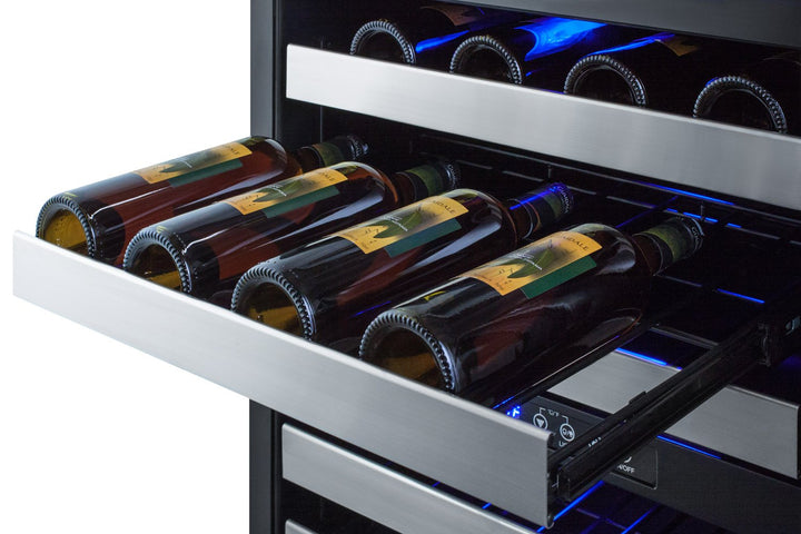 SUMMIT 24" Wide Combination Dual-Zone Wine Cellar and 2-Drawer All-Refrigerator