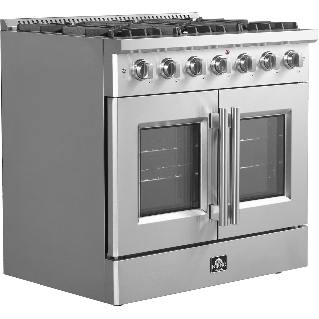 Forno Galiano 36" Freestanding French Door Gas Range FFSGS6444-36