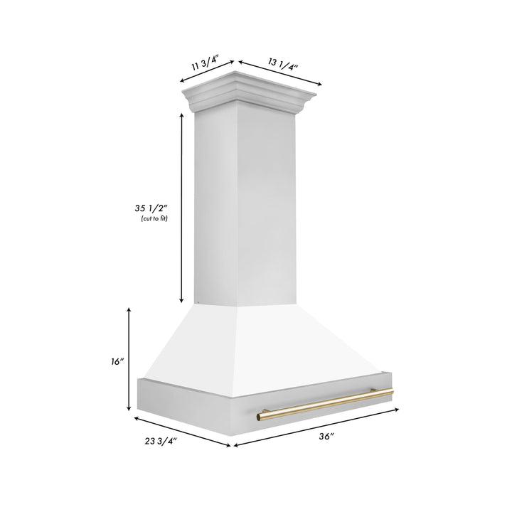 ZLINE 36 in. Autograph Edition Stainless Steel Range Hood with White Matte Shell (8654STZ-WM36)