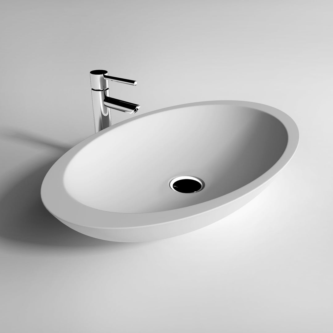 Legion Furniture WJ9005 Series 23.6” Matt White Solid Surface Oval Vessel Sink