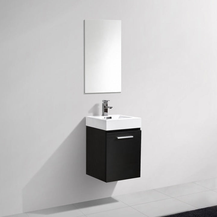 KubeBath Bliss 16" Black Wall Mount Modern Bathroom Vanity BSL16-BK