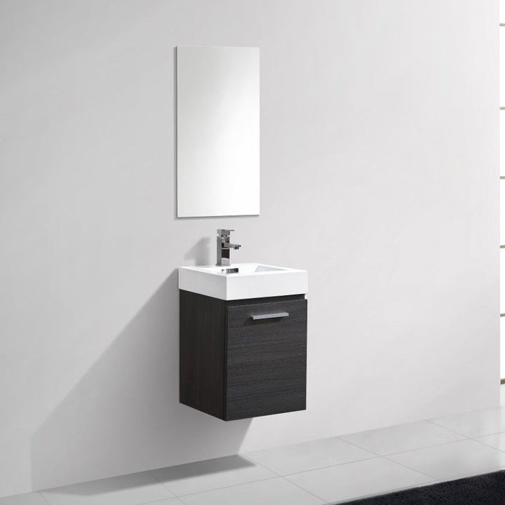 KubeBath Bliss 16" Gray Oak Wall Mount Modern Bathroom Vanity BSL16-GO