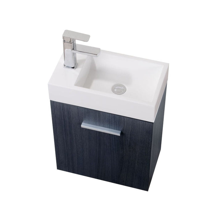 KubeBath Bliss 18" Gray Oak Wall Mount Modern Bathroom Vanity BSL18-GO