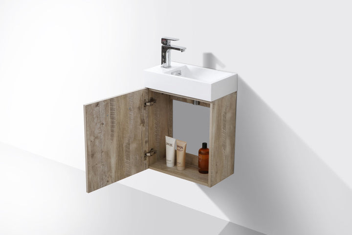 KubeBath Bliss 18" Nature Wood Wall Mount Modern Bathroom Vanity BSL18-NW