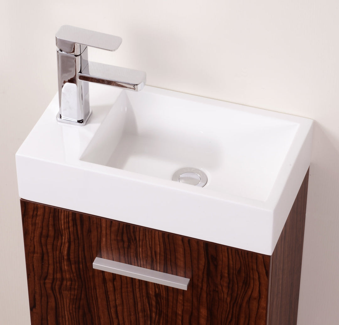 KubeBath Bliss 18" Walnut Wall Mount Modern Bathroom Vanity BSL18-WNT