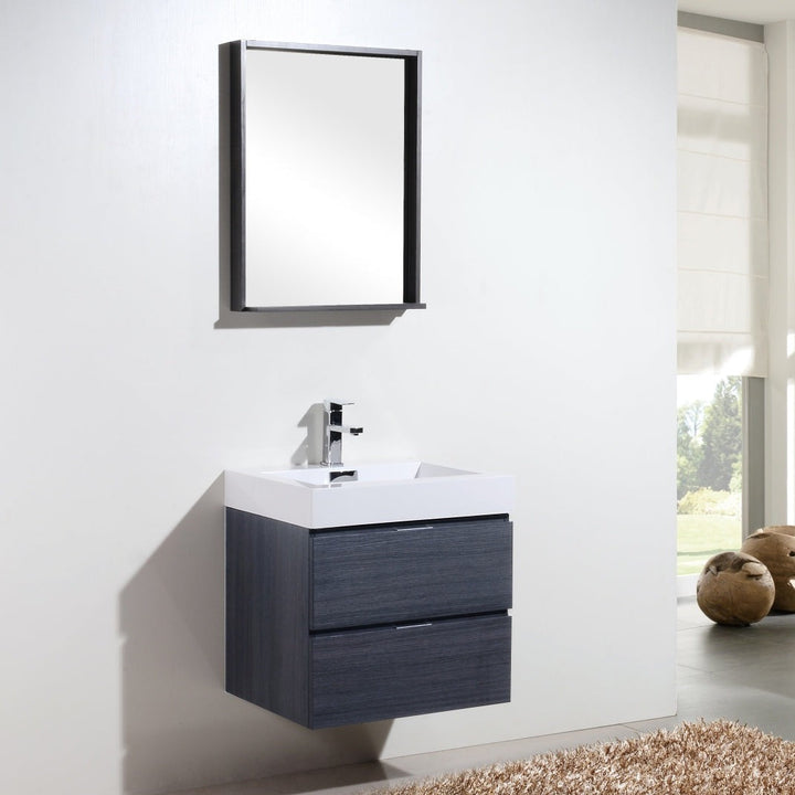 KubeBath Bliss 24" Gray Oak Wall Mount Modern Bathroom Vanity BSL24-GO