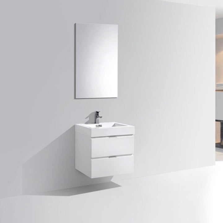 KubeBath Bliss 24" High Gloss White Wall Mount Modern Bathroom Vanity BSL24-GW
