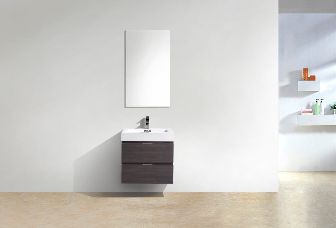 KubeBath Bliss 24" High Gloss Gray Oak Wall Mount Modern Bathroom Vanity BSL24-HGGO