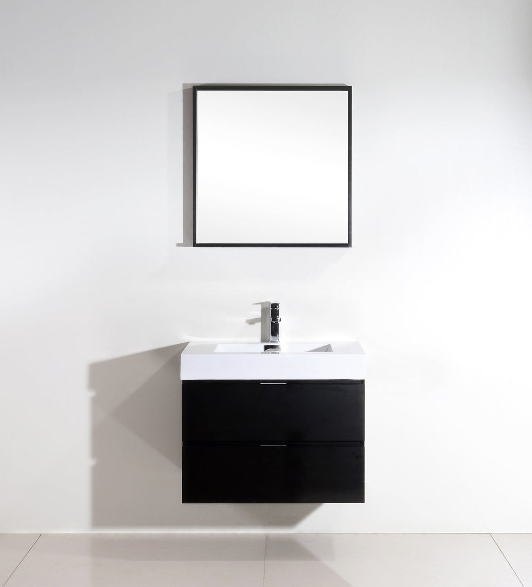 KubeBath Bliss 30" Black Wall Mount Modern Bathroom Vanity BSL30-BK