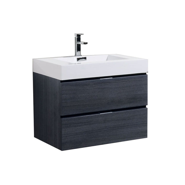 KubeBath Bliss 30" Gray Oak Wall Mount Modern Bathroom Vanity BSL30-GO