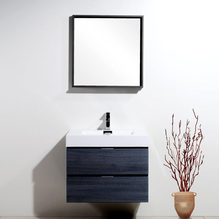 KubeBath Bliss 30" Gray Oak Wall Mount Modern Bathroom Vanity BSL30-GO