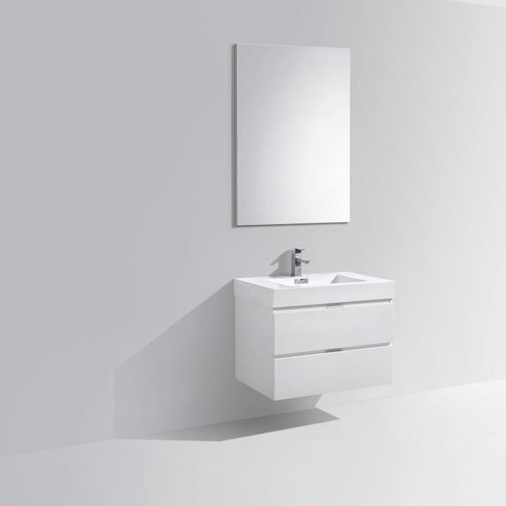 KubeBath Bliss 30" High Gloss White Wall Mount Modern Bathroom Vanity BSL30-GW