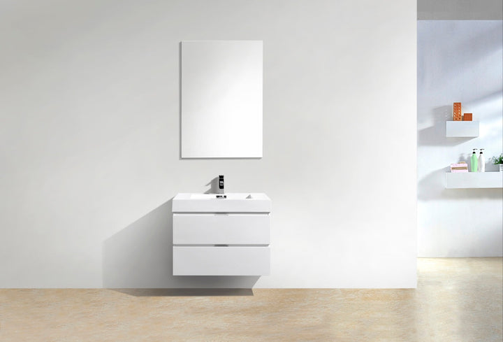 KubeBath Bliss 30" High Gloss White Wall Mount Modern Bathroom Vanity BSL30-GW