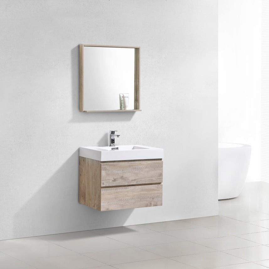 KubeBath Bliss 30" Nature Wood Wall Mount Modern Bathroom Vanity BSL30-NW