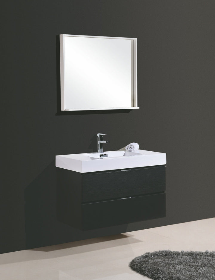 KubeBath Bliss 36" Black Wall Mount Modern Bathroom Vanity BSL36-BK
