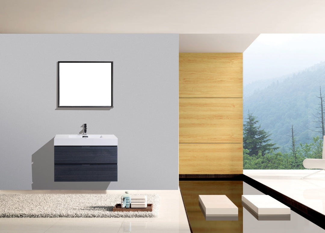KubeBath Bliss 36" Gray Oak Wall Mount Modern Bathroom Vanity BSL36-GO
