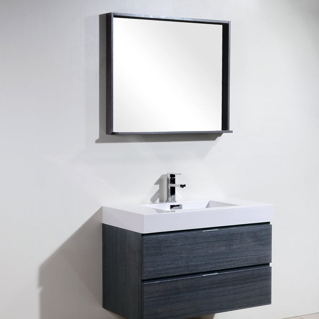 KubeBath Bliss 36" Gray Oak Wall Mount Modern Bathroom Vanity BSL36-GO