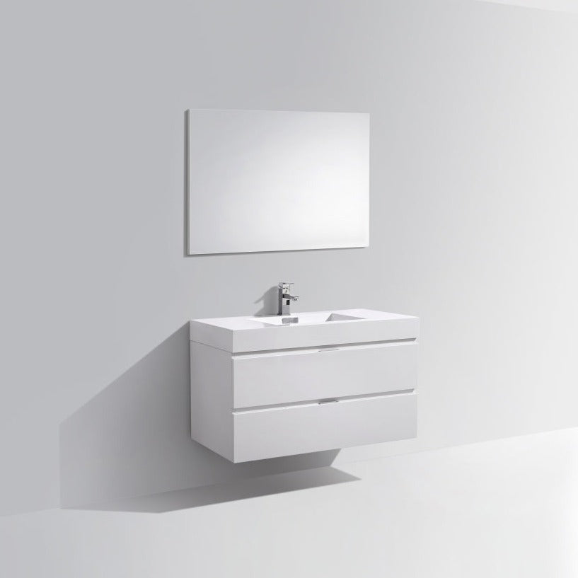 KubeBath Bliss 40" High Gloss White Wall Mount Modern Bathroom Vanity BSL40-GW